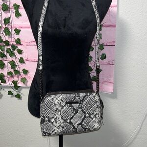 Aldo Black and Gray Snakeskin Crossbody Bag